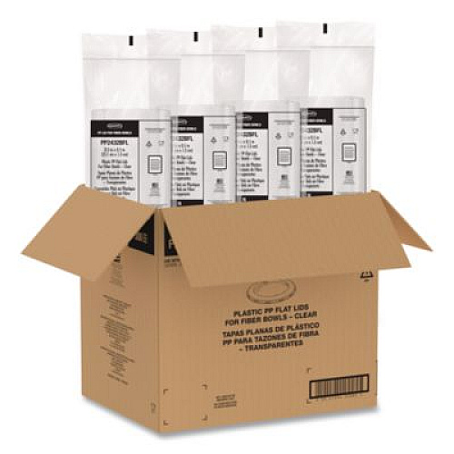 Dart Plastic Lids for Compostable Fiber Containers, For 24 to 32 oz Containers, 8.28" Diameter x 0.51" h, Clear, 300/Carton (PP2432BFL)