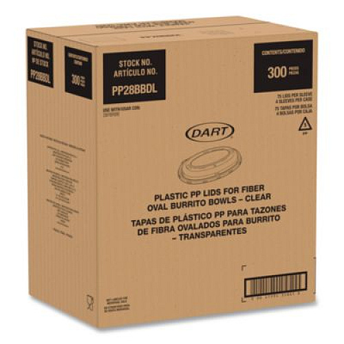 Dart Dome Covers and Lids, For 28 oz Container, 6.75 x 9.5 x 1.83, Clear, 300/Carton (PP28BBDL)