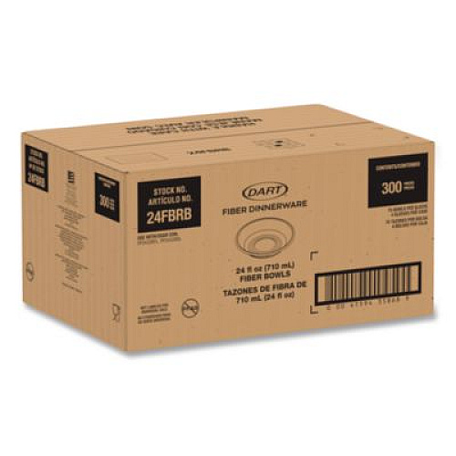 Dart Compostable Fiber Containers, ProPlanet Seal, Bowl, 24 oz, Natural, 300/Carton (24FBRB)