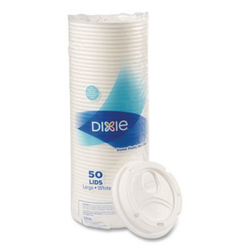 Dome Drink-Thru Lids, Fits 10 oz to 20 oz Dixie Hot Cups, Plastic, White, 100/Pack (D9542PK)