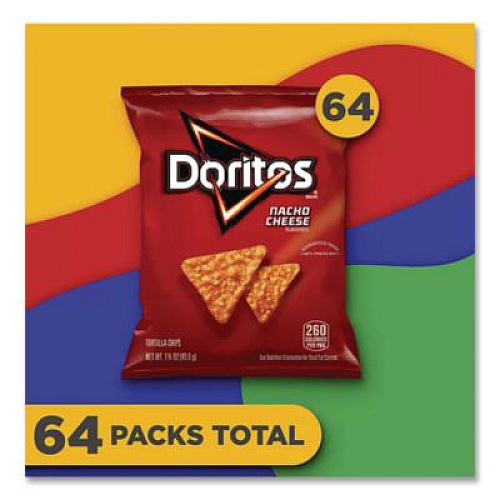 Doritos Nacho Cheese Tortilla Chips, 1.75 oz Bag, 64/Carton (44375)