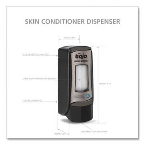 GOJO HAND MEDIC ADX-7 Dispenser, 685 mL, 3.94 x 3.67 x 9.79, Black, 6/Carton (878206CT)