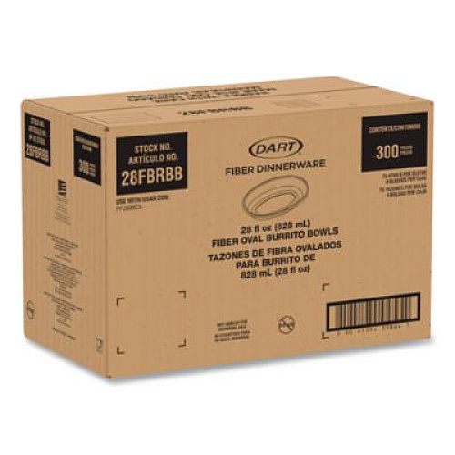Dart Compostable Fiber Containers, Pro Planet Seal, Bowl, 28 oz, Natural, 300/Carton (28FBRBB)