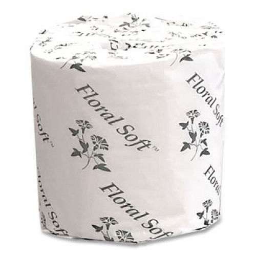Floral Soft Two-Ply Standard Bathroom Tissue, Septic Safe, White, 400 Sheets/Roll, 48 Rolls/Carton (B448)