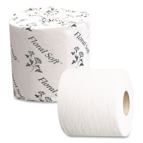 Floral Soft Two-Ply Standard Bathroom Tissue, Septic Safe, White, 400 Sheets/Roll, 48 Rolls/Carton (B448)