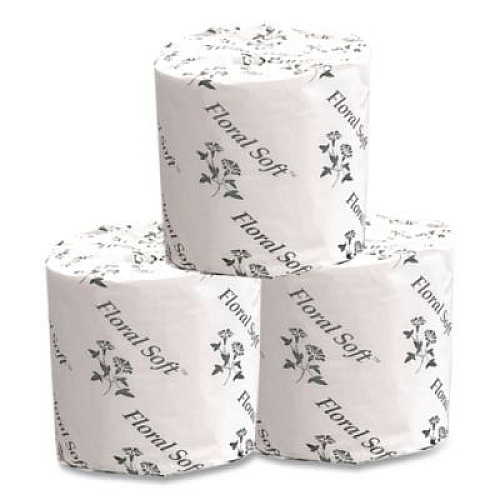 Floral Soft Two-Ply Standard Bathroom Tissue, Septic Safe, White, 400 Sheets/Roll, 48 Rolls/Carton (B448)