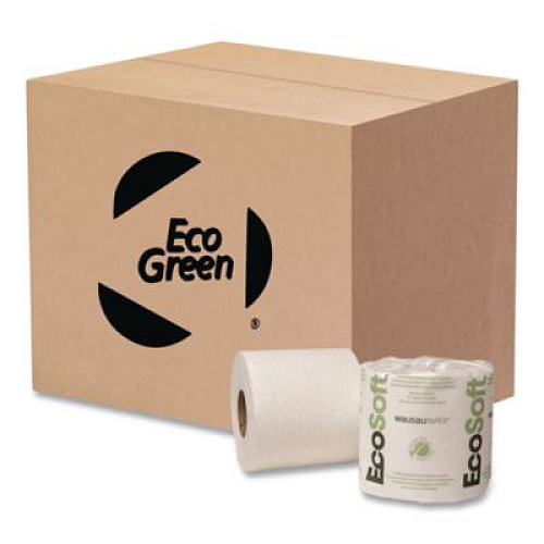 Eco Green Recycled One-Ply Standard Bathroom Tissue, Septic Safe, White, 1,200 Sheets/Roll, 80 Rolls/Carton (EB1240)