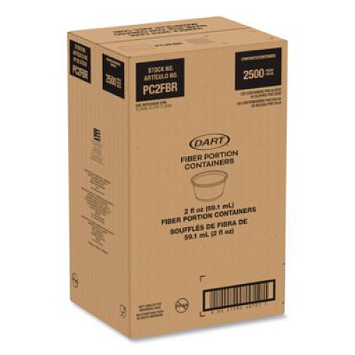 Dart Compostable Fiber Portion Containers, ProPlanet Seal, 2 oz, Natural, 2,500/Carton (PC2FBR)