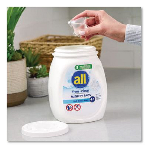 All MIGHTY PACS Free Clear HE Laundry Detergent, 60 Pods/Tub, 4 Tubs/Carton (46880)
