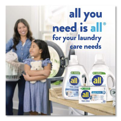 All Free Clear Dryer Sheets, Fragrance Free, 195 Sheets/Packs, 6 Packs/Carton (47362)