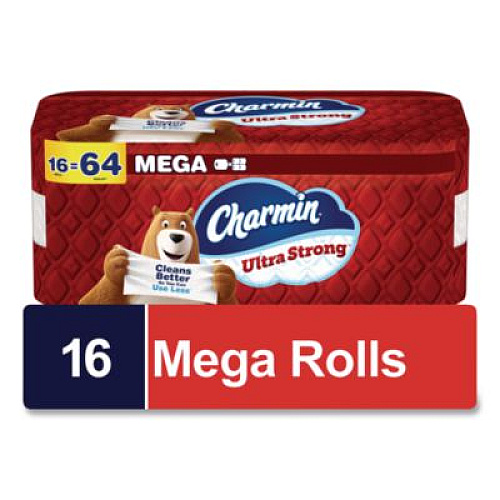 Charmin Ultra Strong Bathroom Tissue, Mega Roll, Septic Safe, 2-Ply, White, 220 Sheets/Roll, 16 Rolls/Pack (13215)