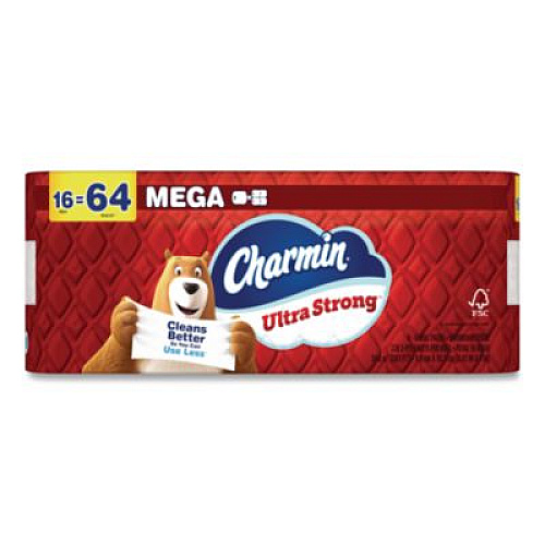 Charmin Ultra Strong Bathroom Tissue, Mega Roll, Septic Safe, 2-Ply, White, 220 Sheets/Roll, 16 Rolls/Pack (13215)
