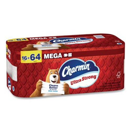 Charmin Ultra Strong Bathroom Tissue, Mega Roll, Septic Safe, 2-Ply, White, 220 Sheets/Roll, 16 Rolls/Pack (13215)