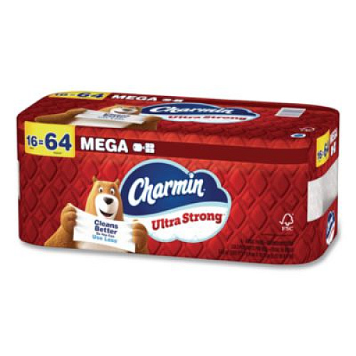 Charmin Ultra Strong Bathroom Tissue, Mega Roll, Septic Safe, 2-Ply, White, 220 Sheets/Roll, 16 Rolls/Pack (13215)