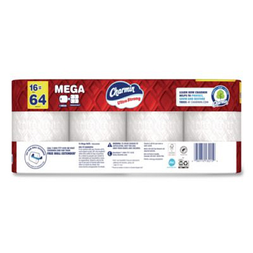 Charmin Ultra Strong Bathroom Tissue, Mega Roll, Septic Safe, 2-Ply, White, 220 Sheets/Roll, 16 Rolls/Pack (13215)