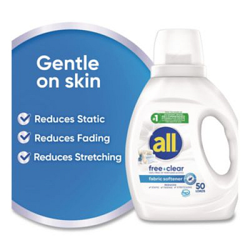 All Free Clear Liquid Fabric Softener, Fragrance Free, 34 oz Bottle, 6/Carton (47430)