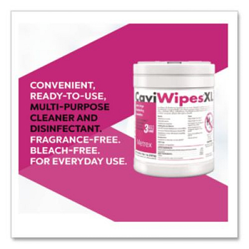 CaviWipes XL Disinfecting Towelettes, 10 x 12, Fragrance Free, White, 66 Wipes/Canister (MACW078150)