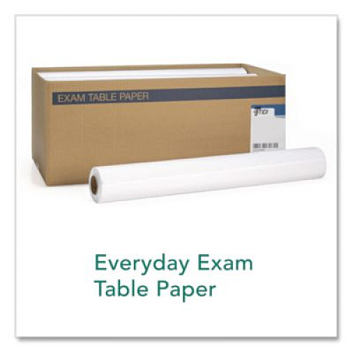 TIDI Choice Exam Table Paper Roll, Crepe Texture, 21" x 125 ft, White, 12/Carton (32163)
