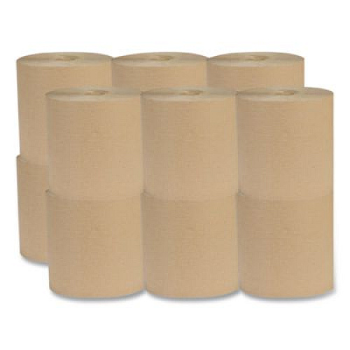 Eco Green Recycled Hardwound Paper Towels, 1-Ply, 7.87" x 700 ft, Kraft, 12 Rolls/Carton (EK7016)