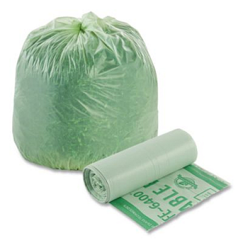 Stout by Envision EcoSafe-6400 Bags, 13 gal, 0.85 mil, 24" x 30", Green, 45/Box (E2430E85)