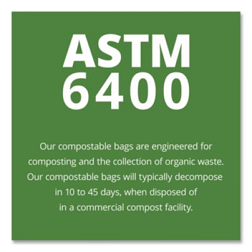 Stout by Envision EcoSafe-6400 Bags, 13 gal, 0.85 mil, 24" x 30", Green, 45/Box (E2430E85)