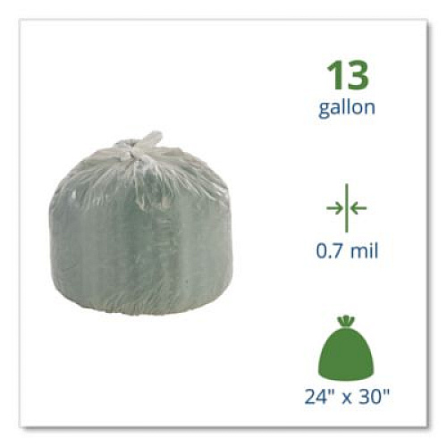 Stout by Envision Controlled Life-Cycle Plastic Trash Bags, 13 gal, 0.7 mil, 24" x 30", White, 120/Box (G2430W70)