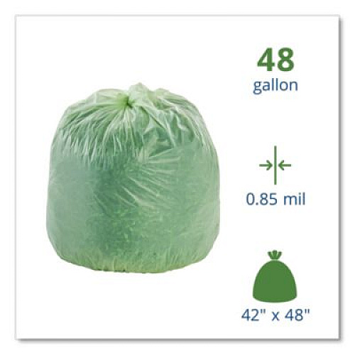 Stout by Envision EcoSafe-6400 Bags, 48 gal, 0.85 mil, 42" x 48", Green, 40/Box (E4248E85)