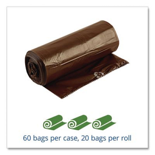 Stout by Envision Controlled Life-Cycle Plastic Trash Bags, 30 gal, 0.8 mil, 30" x 36", Brown, 60/Box (G3036B80)