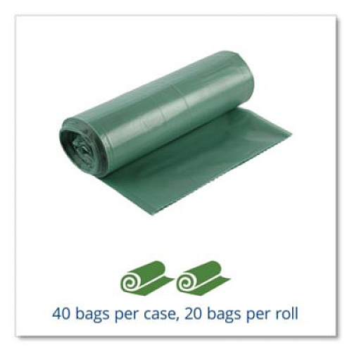 Stout by Envision Controlled Life-Cycle Plastic Trash Bags, 33 gal, 1.1 mil, 33" x 40", Green, 40/Box (G3340E11)