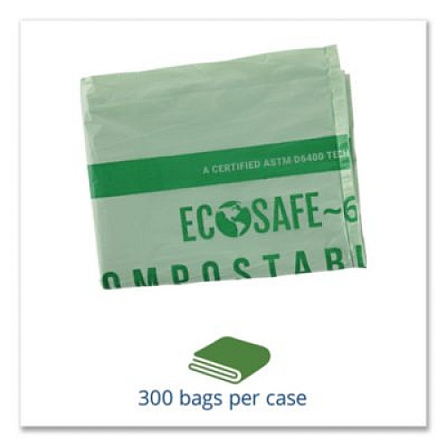 Stout by Envision EcoSafe-6400 Bags, 64 gal, 0.85 mil, 48" x 60", Green, 30/Box (E4860E85)