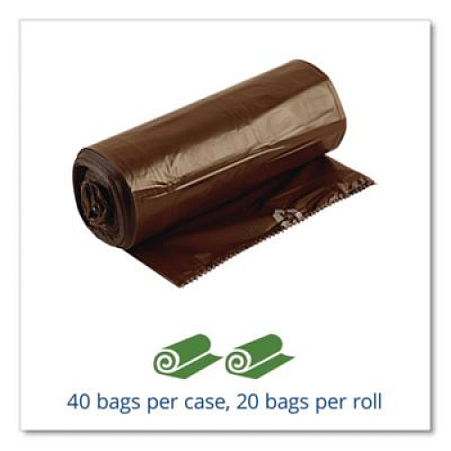 Stout by Envision Controlled Life-Cycle Plastic Trash Bags, 39 gal, 1.1 mil, 33" x 44", Brown, 40/Box (G3344B11)