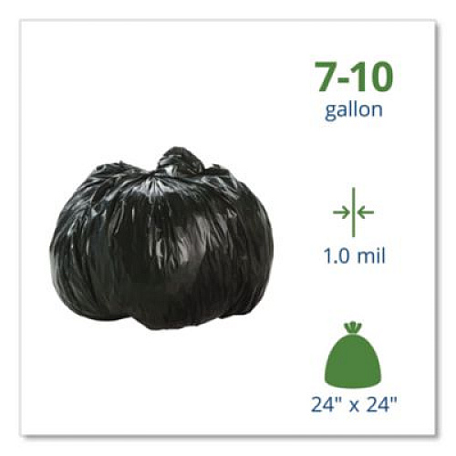 Stout by Envision Total Recycled Content Plastic Trash Bags, 10 gal, 1 mil, 24" x 24", Black/Brown, 250/Carton (T2424B10)