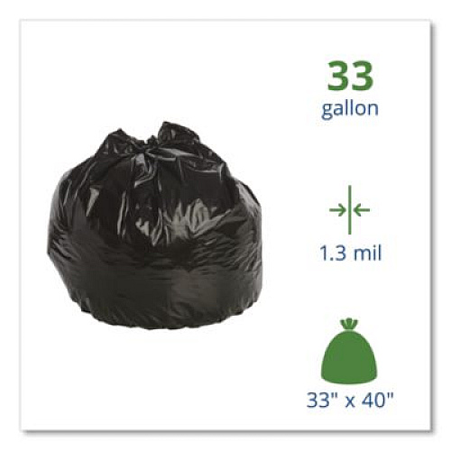 Stout by Envision Total Recycled Content Plastic Trash Bags, 33 gal, 1.3 mil, 33" x 40", Black/Brown, 100/Carton (T3340B13)