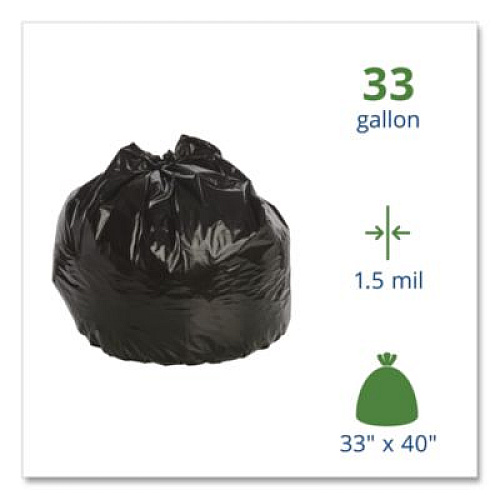 Stout by Envision Total Recycled Content Plastic Trash Bags, 33 gal, 1.5 mil, 33" x 40", Black/Brown, 100/Carton (T3340B15)