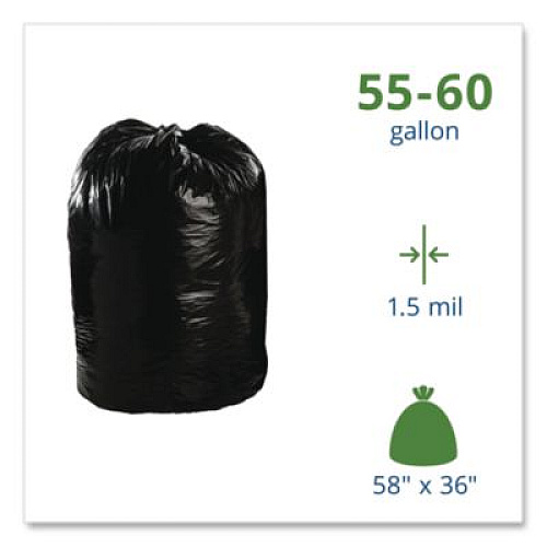 Stout by Envision Total Recycled Content Plastic Trash Bags, 60 gal, 1.5 mil, 36" x 58", Black/Brown, 100/Carton (T3658B15)