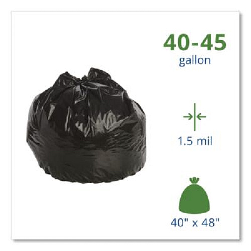 Stout by Envision Total Recycled Content Plastic Trash Bags, 45 gal, 1.5 mil, 40" x 48", Black/Brown, 100/Carton (T4048B15)