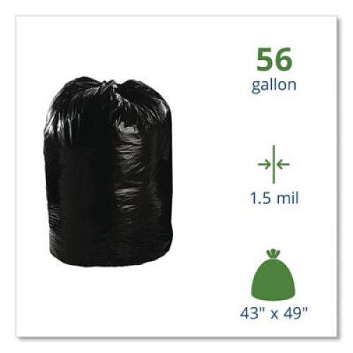 Stout by Envision Total Recycled Content Plastic Trash Bags, 56 gal, 1.5 mil, 43" x 49", Black/Brown, 100/Carton (T4349B15)