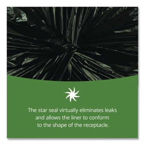 Stout by Envision Total Recycled Content Plastic Trash Bags, 56 gal, 1.5 mil, 43" x 49", Black/Brown, 100/Carton (T4349B15)