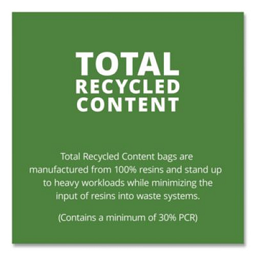 Stout by Envision Total Recycled Content Plastic Trash Bags, 65 gal, 1.5 mil, 50" x 51", Black/Brown, 100/Carton (T5051B15)