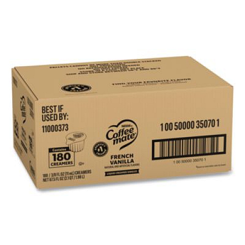 Coffee mate Liquid Coffee Creamer, French Vanilla, 0.38 oz Mini Cups, 180/Carton (35070)