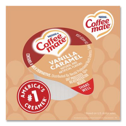 Coffee mate Bulk Liquid Coffee Creamer, Vanilla Caramel, 0.38 oz Mini Cups, 180/Carton (63338)