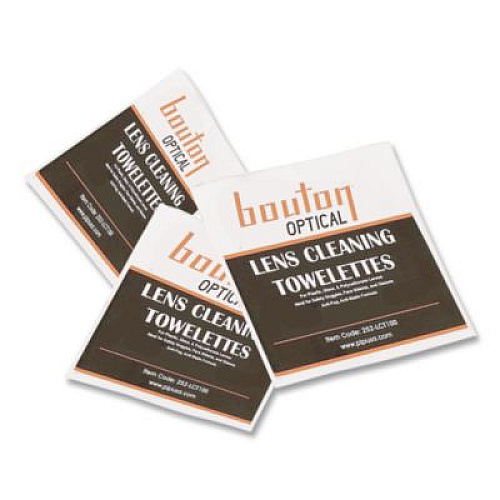 Bouton Optical Lens Cleaning Towelettes, Individually Wrapped in Dispenser Box, 100/Box (252LCT100)