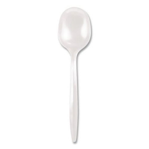 Berkley Square Mediumweight Polypropylene Cutlery, Soup Spoon, Plastic, White, 1,000/Carton (1014000)