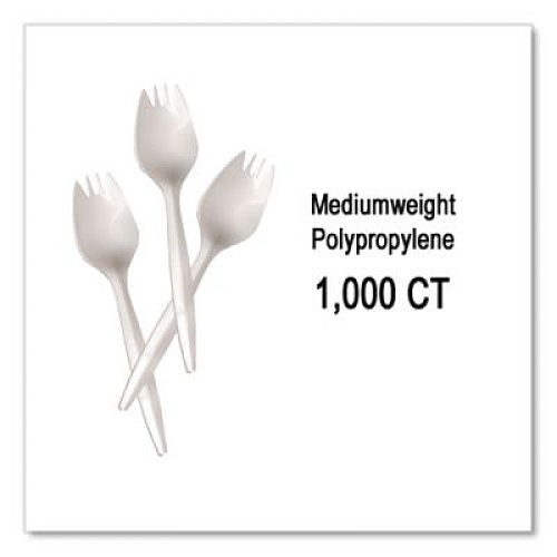 Berkley Square Mediumweight Polypropylene Cutlery, Spork, Plastic, White, 1,000/Carton (1015000)