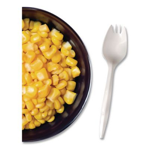 Berkley Square Mediumweight Polypropylene Cutlery, Spork, Plastic, White, 1,000/Carton (1015000)