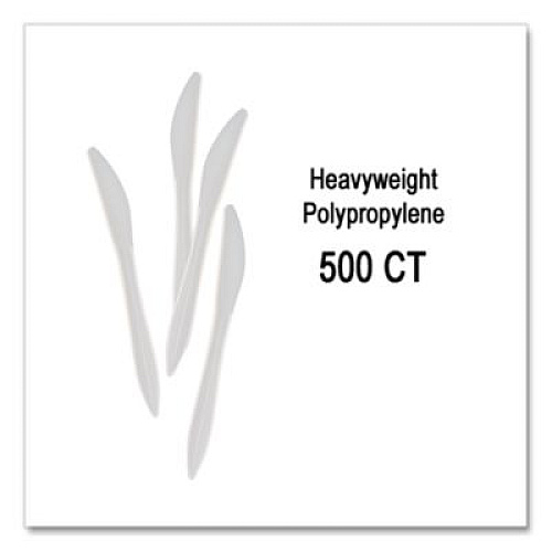 Berkley Square Elegant Dinnerware Heavyweight Cutlery, Knife, Plastic, White, 500/Box (1071010)