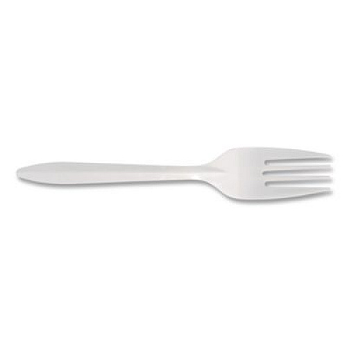 Berkley Square Mediumweight Polypropylene Cutlery, Fork, Plastic, White, 1,000/Carton (1012000)
