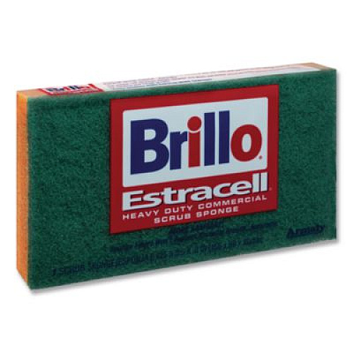 Brillo Commercial Heavy Duty Scrub Sponge, 3.5 x 6.12, 0.8" Thick, Orange/Green,12/Carton (21006)