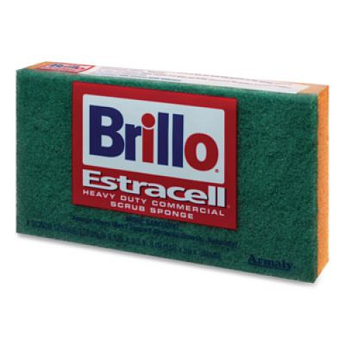Brillo Commercial Heavy Duty Scrub Sponge, 3.5 x 6.12, 0.8" Thick, Orange/Green,12/Carton (21006)
