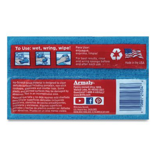 Brillo Estracell No Scratch Kitchen Sponges, 4.5 x 2.75, 1" Thick, Blue, 3 Sponges/Pack, 8 Packs/Carton (21034)